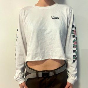 White Vans long sleeve crop top, M